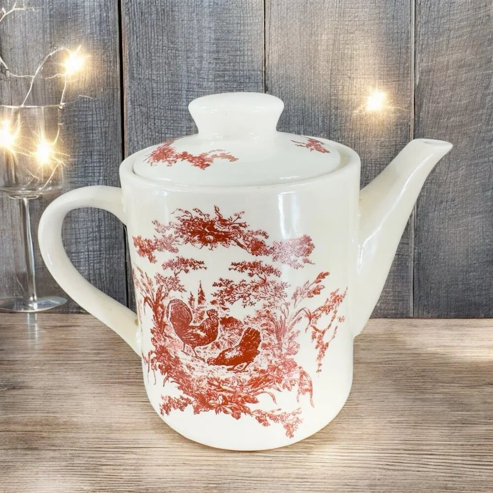 2002 California Pantry Teapot Rooster Chicken Ceramic Carafe Classic Ceramics